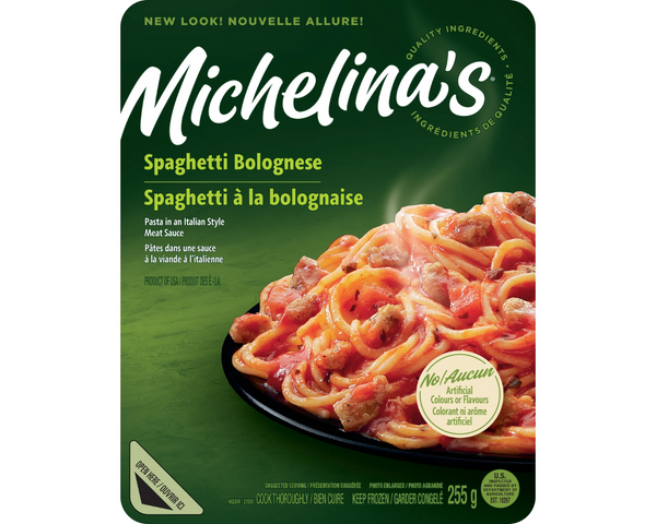 Michelina’s Spaghetti Bolognese 225g – frozen spaghetti with rich Bolognese sauce, perfect for a quick and hearty meal