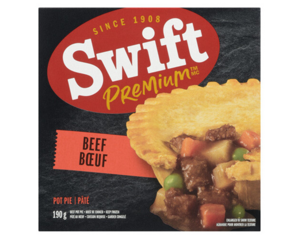 Swift Premium Beef Pie 190g – savory frozen beef pie with flaky crust, perfect for a quick meal or snack