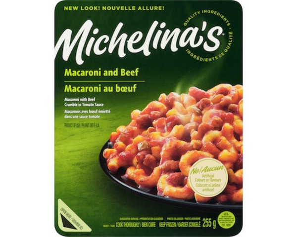Michelinas Macaroni and Beef 225g – classic frozen meal with macaroni pasta and savory beef, perfect for a quick and satisfying dinner