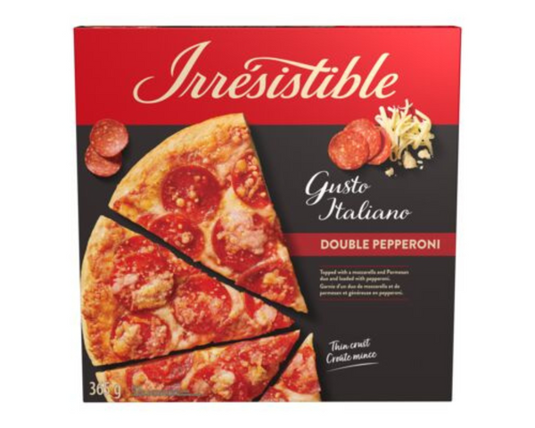 Irresistible Double Pepperoni Thin-Crust 365g – frozen pizza with double pepperoni and crispy thin crust