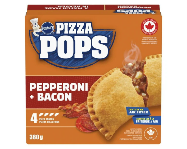 Pillsbury Pizza Pops Pepperoni Bacon 380g – ready-to-bake snack pockets with pepperoni and bacon filling