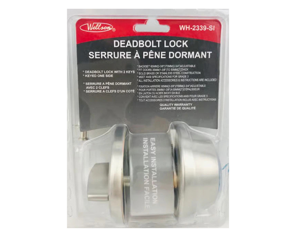 Wellson silver deadbolt lock for home and office security