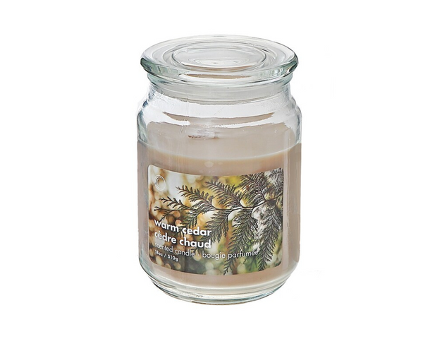 Warm Cedar Scented Candle 510g – long-lasting candle with rich and comforting cedar fragrance