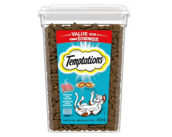 Whiskas Temptations Tempting Tuna 454g – crunchy cat treats with irresistible tuna flavor