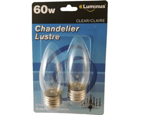 Luminus Chandelier Bulbs Thick Base 60W – decorative energy-efficient chandelier bulbs Canada