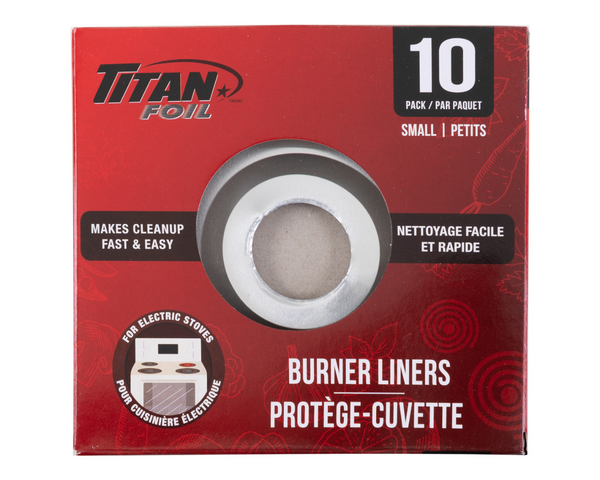 Titan Foil Small Burner Liners 10 Pack – disposable foil liners to protect stove burners from spills and grease