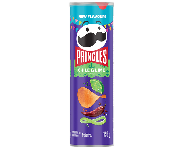 Pringles Chile & Lime 156g – crispy potato crisps with a zesty chili and lime flavor