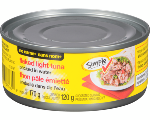 No Name Flaked Light Tuna 120g – canned tuna in water for healthy meals Canada