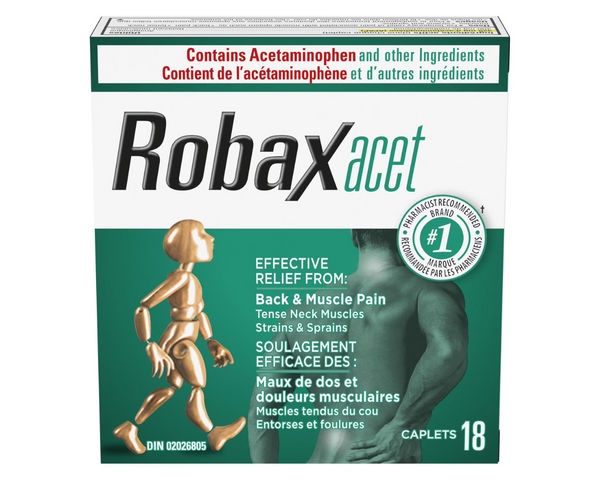 Robax Acet 18 Caplets – back pain relief with muscle relaxant and acetaminophen Canada