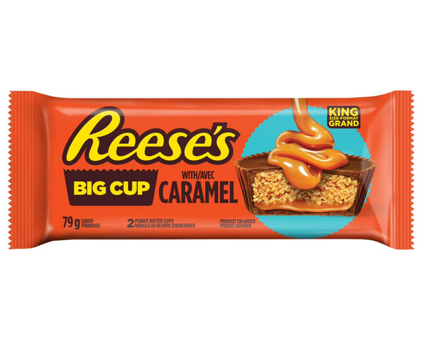 Reese’s Big Cup Caramel 79g – thick milk chocolate cups filled with creamy peanut butter and smooth caramel