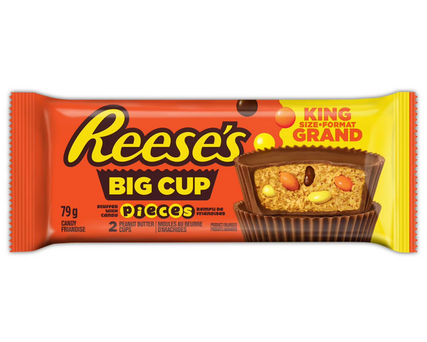 Reese’s Peanut Butter Big Cup Pieces 79g – bite-sized milk chocolate pieces filled with creamy peanut butter