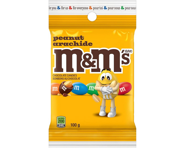 M&M Peanut Chocolate Candies 100g – colorful candy-coated chocolate pieces with crunchy peanuts