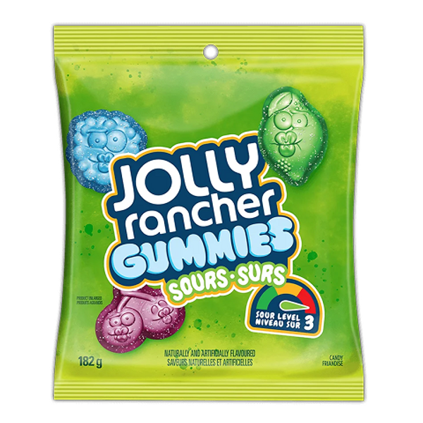 Jolly Rancher Gummies Sours 182g – chewy sour gummy candies in assorted fruity flavors