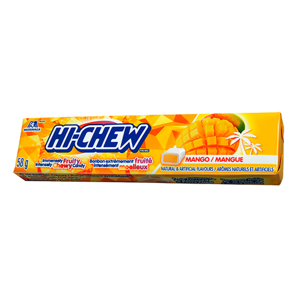 Hi-Chew Fruity Mango 58g – soft, chewy mango-flavored candy pieces