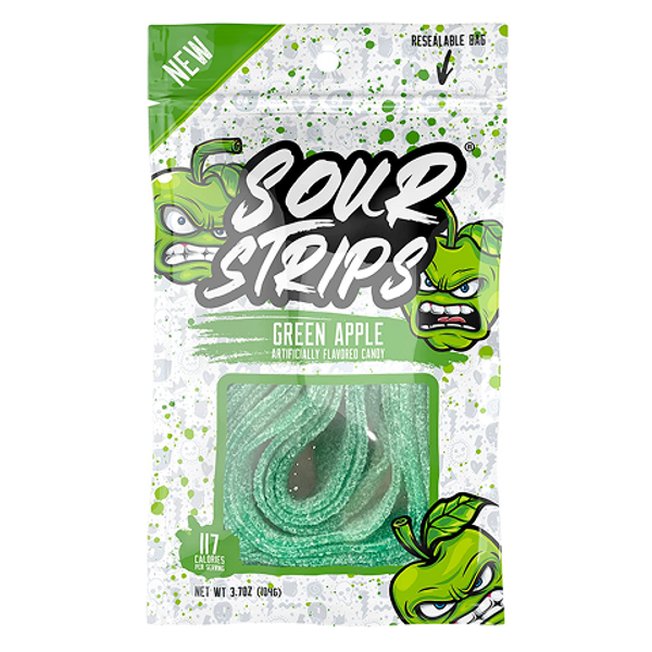 Sour Strips Green Apple 66g – chewy, tangy green apple-flavored candy strips Sour Strips Green Apple 66g – chewy, tangy green apple-flavored candy strips