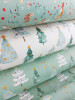 Festive Trees, Green:  Brushed French Terry, European Import