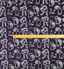 REMNANT: Black Cat, Purple:  Jersey Knit, European Import (15 cm)