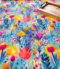 Island Flowers:  Viscose Knit, European Import