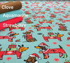 Hound's Christmas, Soft Teal: Brushed French Terry, European Import