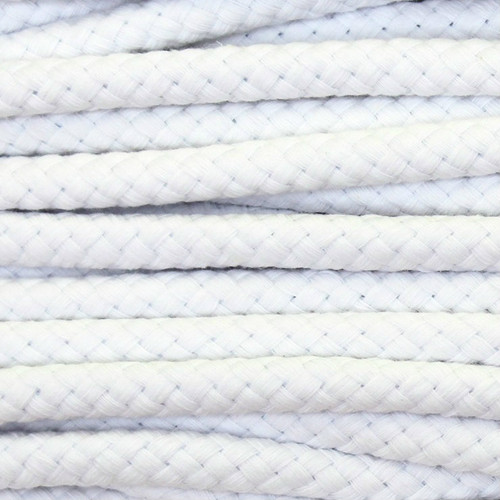 Double Woven Cotton Cord (8 mm):  White