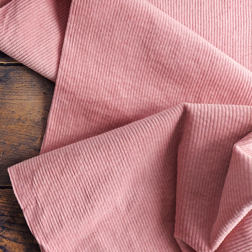 Stretch Woven Washed Corduroy, Deep Blush:  European Import