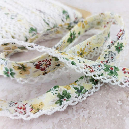 Penelope:  Cotton Woven Bias Binding with Lace
