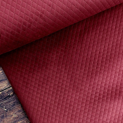 REMNANT:  Quilted Velvet, Ruby:  European Import  (50 cm)