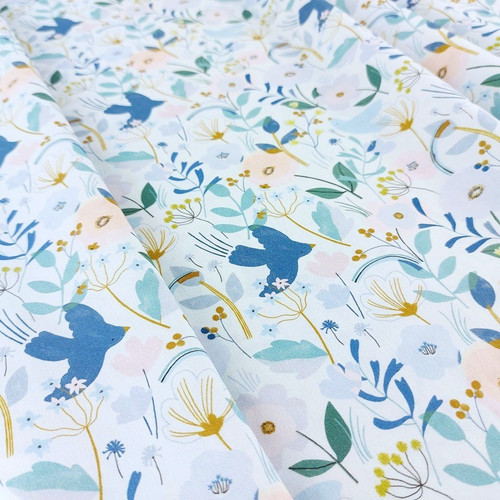 Aquarelle Floral: Woven Cotton Poplin, European Import