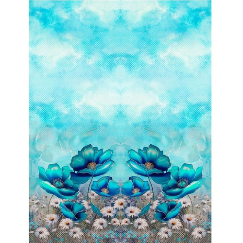 Blue Poppy: Panel Digital Jersey Knit, Stenzo  (approximately 200 cm)
