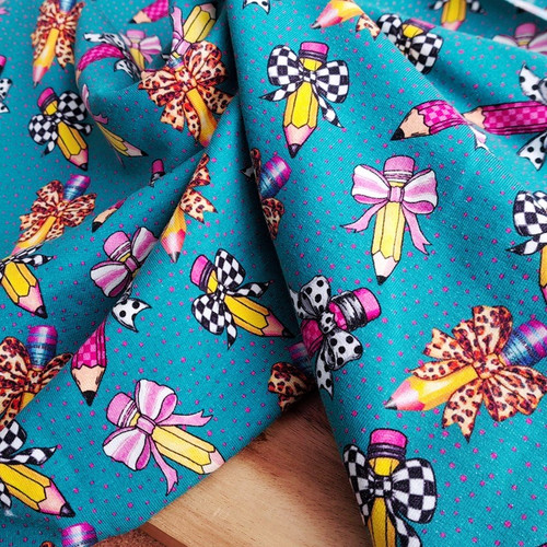 Pretty Pencils, Teal:  French Terry, European Import