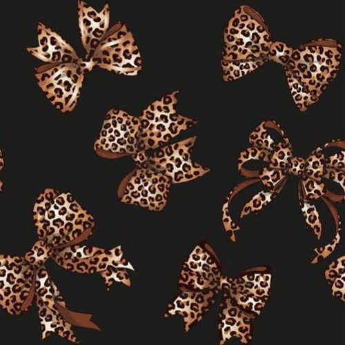 Leopard Spot Bows:  French Terry, European Import