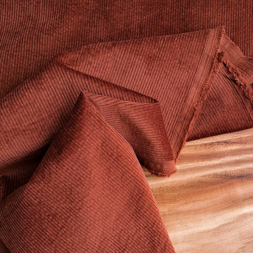 Stretch Woven Wide Wale Corduroy, Copper:  European Import