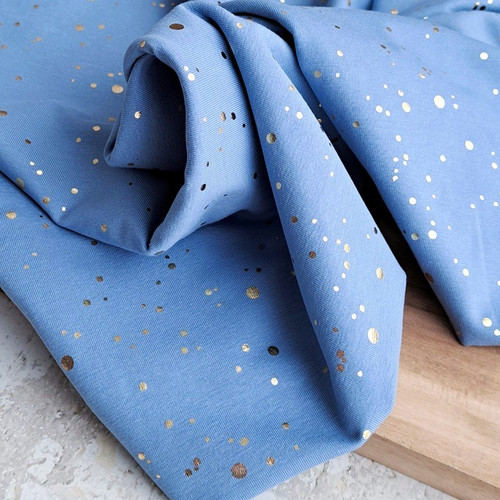 Shimmery Skies, Denim Blue:  Foil Jersey Knit, European Import