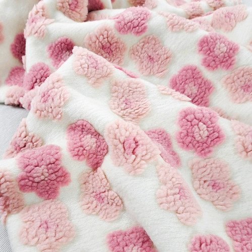 Embossed Floral, Pink: Double-Sided Fleece, European Import