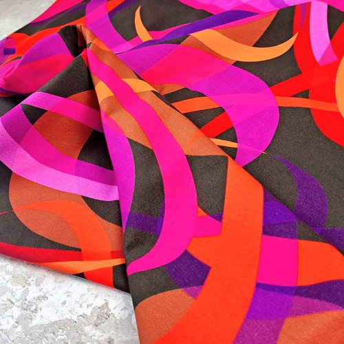 REMNANT:  Bright Ribbons:  Jersey Knit, European Import  (190 cm)