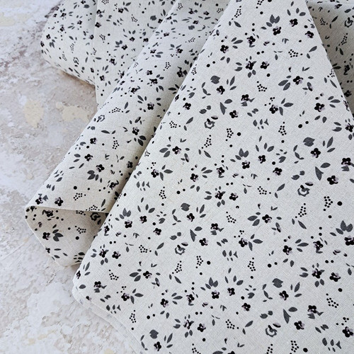 REMNANT: Violets, Linen & Cotton Blend:  European Import (141 cm)