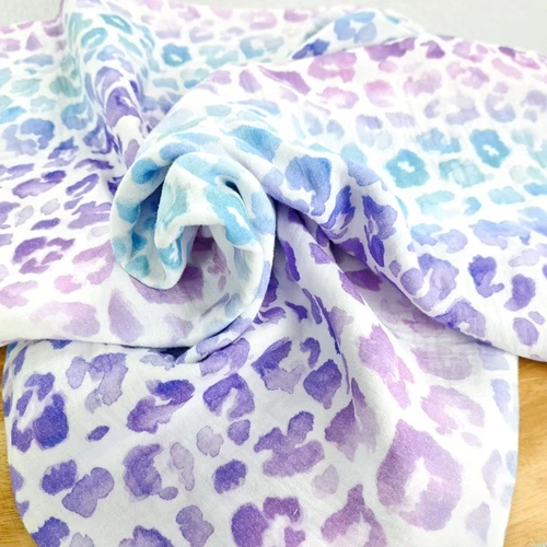 Watercolour Leopard Spots:  Double Gauze, European Import