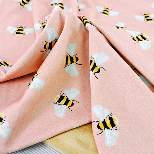 REMNANT: Bumblebees:  Jersey Knit, European Import (18 cm)