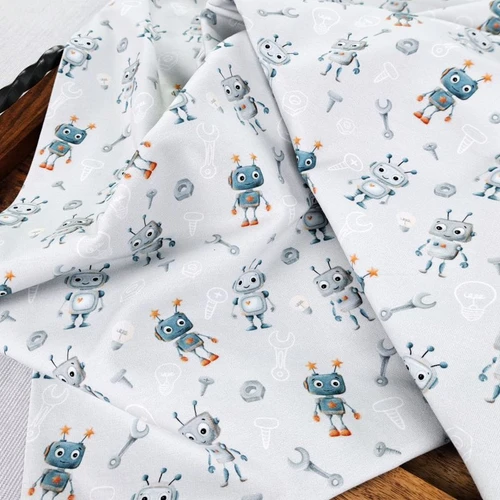 Hello Robot, Grey: Jersey Knit, European Import