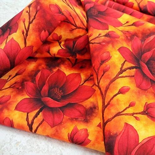 REMNANT: Sunset Magnolia:  French Terry, European Import (94 cm)