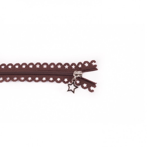 Star Cut Zipper: Brown (25 cm)