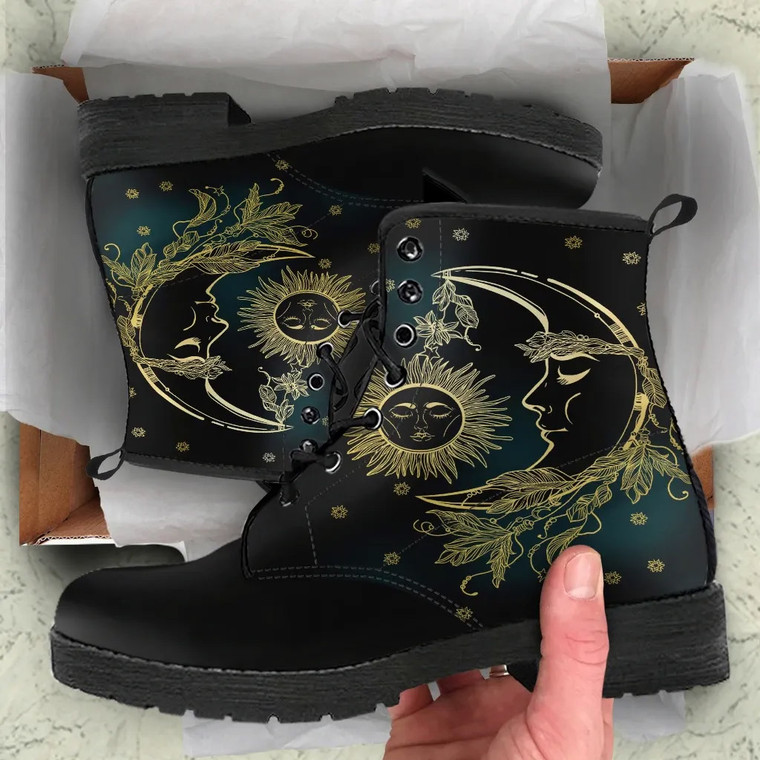 Celtic Wicca Sun & Moon Leather Boots -1.jpg