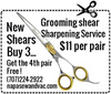 Grooming shear sharpening service.