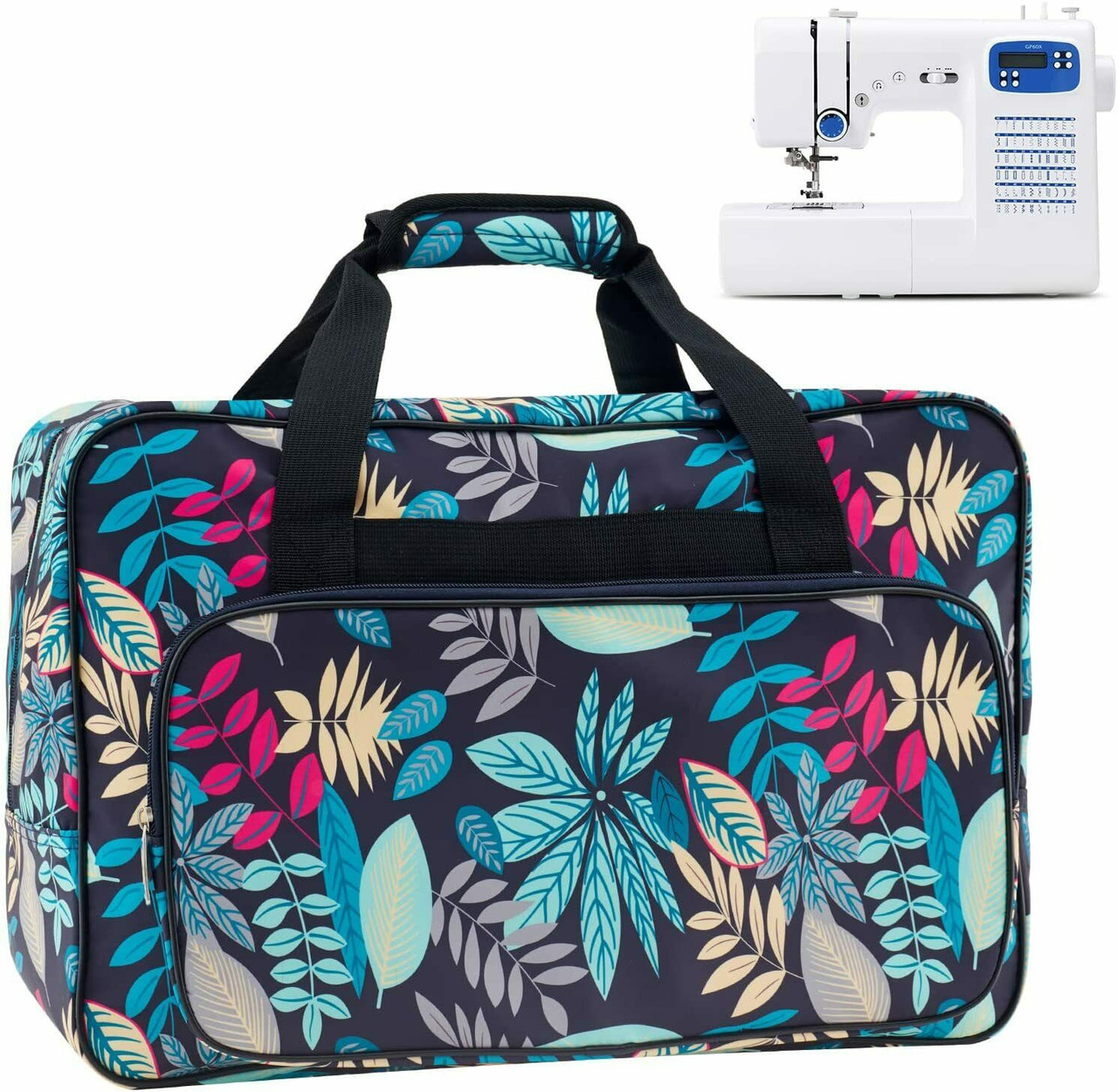 Sewing Machine Carrying Case with Multiple Storage Pockets, Universal Tote Bag with Shoulder Strap Compatible with Most Standard Singer, Brother