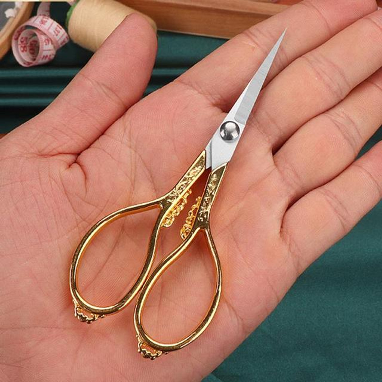 Fancy Scissors - Multi Purpose Small Gold Handle – Embroidery Design – 4  Inches