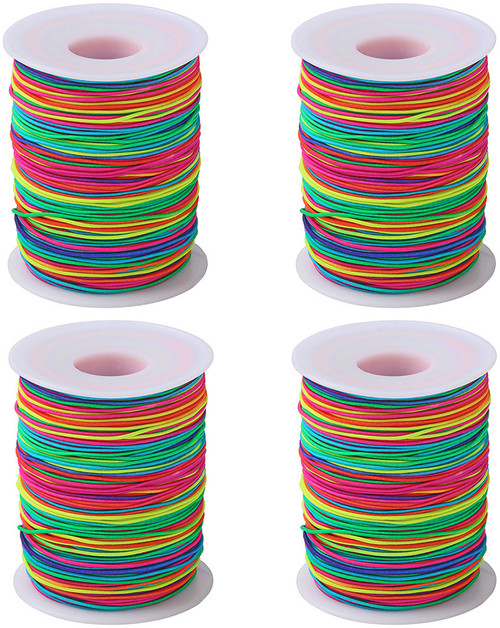 4 Rolls: 1mm Rainbow Color Elastic- 109 Yds each spool