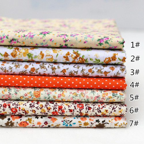 Orange Fabric Bundle - 7 Pcs Cotton Fabric Floral 19.7"x19.7"