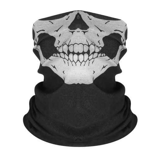 Opromo Unisex Seamless Skull Face Tube Mask Black Motorcycle Face Mask