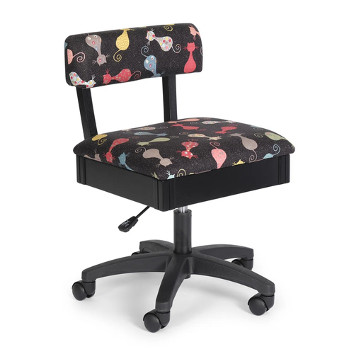 Working on your next big project? Add just the right touch of mischief to your creative workspace with The Cat’s Meow Hydraulic Sewing Chair, designed with ergonomic lumbar support, a 360-degree swivel base as well easy height adjustment. 