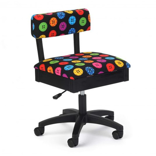 Give yourself a reason to smile every time you sit down. The Bright Buttons Sewing Chair, featuring heavy-duty Riley Blake Button fabric, is not only a joy to look at, but it’s also durable enough to be with you through every one of your artful creations. 

A perfect accessory to any craft or sewing room, the chair’s plush cushions (featuring lumbar support), expert maneuverability and secret storage compartment ensure that whatever your needs, it’s got you covered.